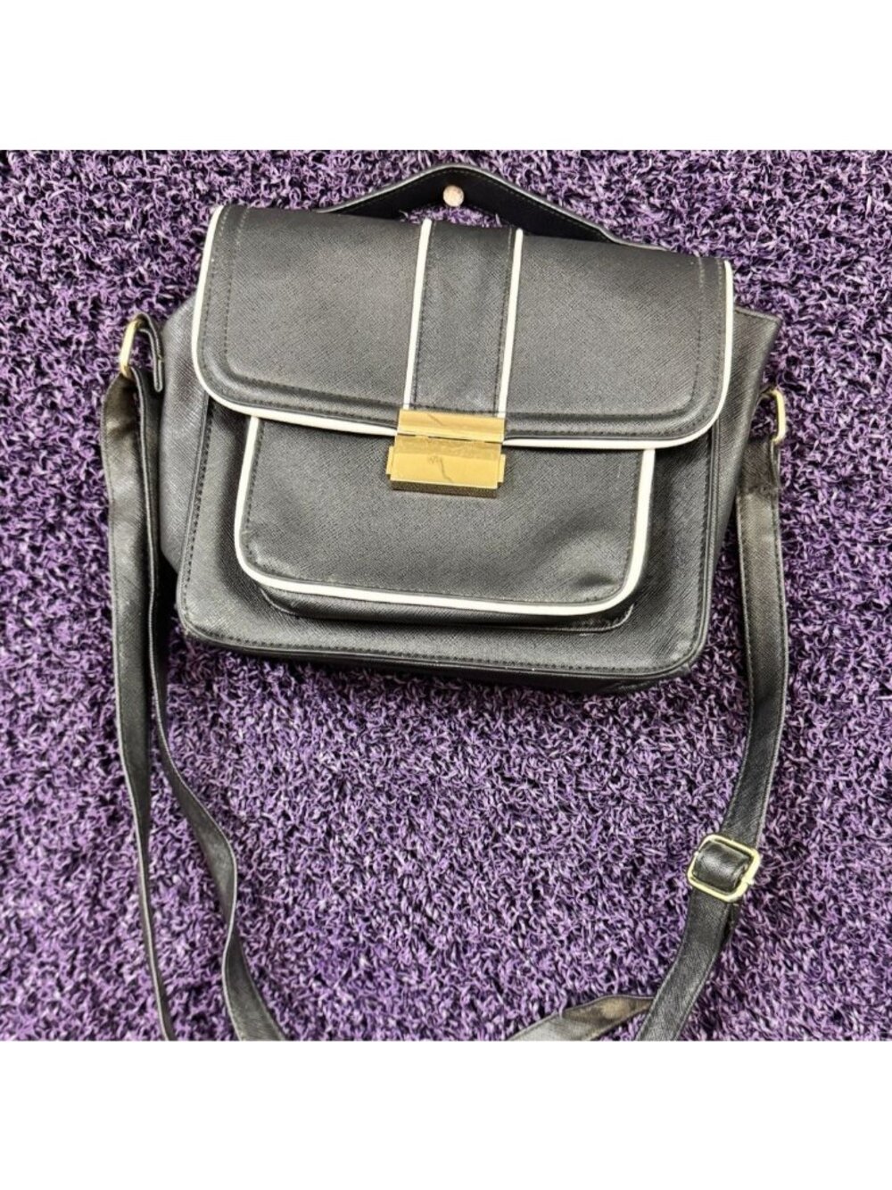 Black Rampage Cross Body Vegan Leather Satchel